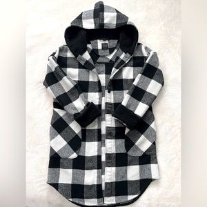 RDI Black and White Buffalo Plaid Hoodie Oversized Jacket Shacket Coat